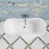 Vanity Art 71 in. Acrylic Flatbottom Freestanding Bathtub in White/Titanium Gold