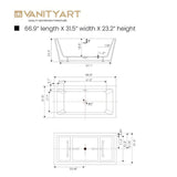 Vanity Art Tarbes 67 in. Acrylic Flatbottom Freestanding Bathtub in White/Titanium Gold