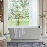 Vanity Art Tarbes 67 in. Acrylic Flatbottom Freestanding Bathtub in White/Titanium Gold