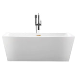 Vanity Art Tarbes 67 in. Acrylic Flatbottom Freestanding Bathtub in White/Titanium Gold