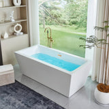 Vanity Art Tarbes 67 in. Acrylic Flatbottom Freestanding Bathtub in White/Titanium Gold