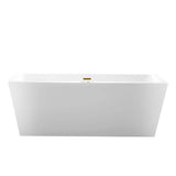 Vanity Art Tarbes 67 in. Acrylic Flatbottom Freestanding Bathtub in White/Titanium Gold