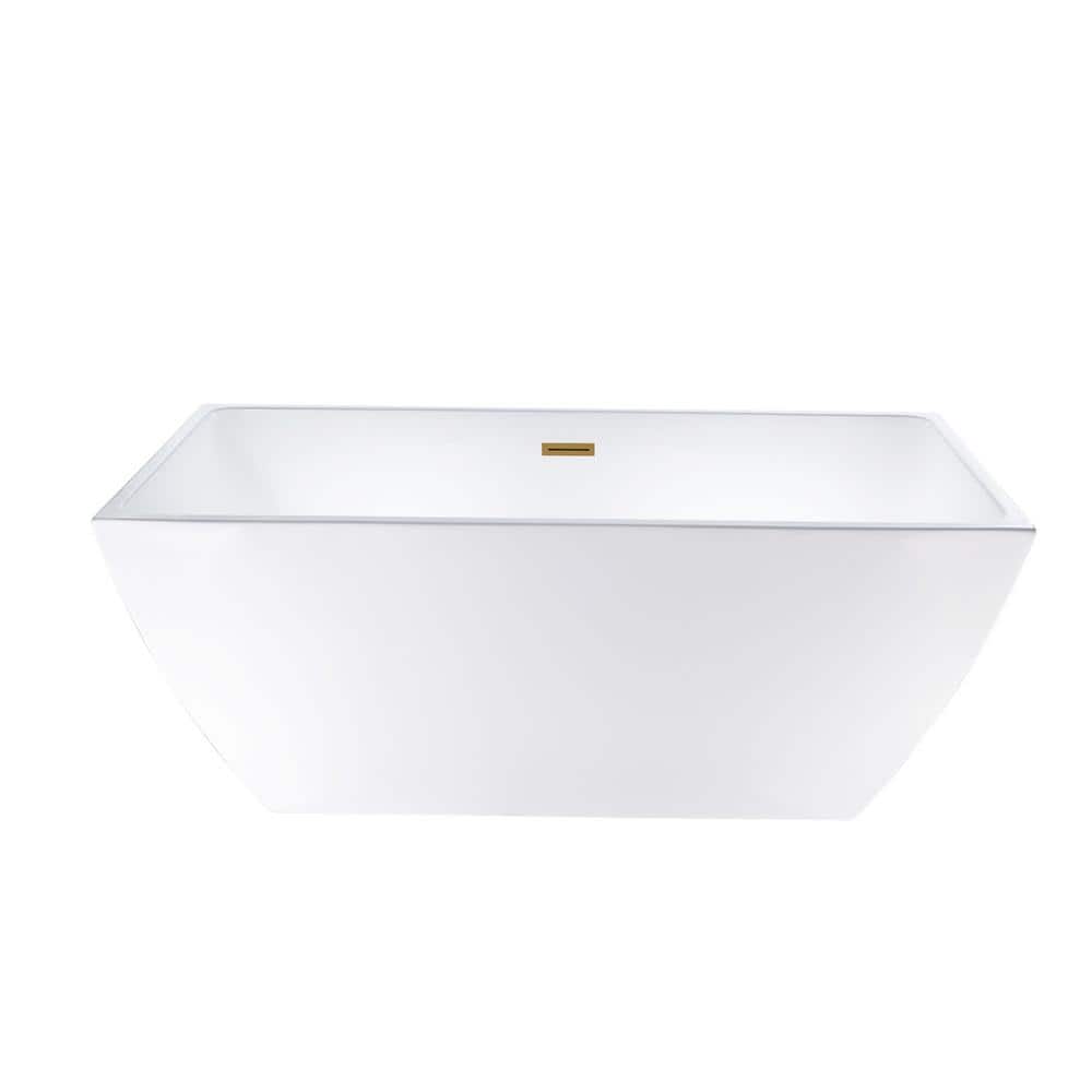Vanity Art Montpellier 59 in. L x 30 in. W Acrylic Flatbottom Freestanding Bathtub in White/Titanium Gold