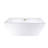 Vanity Art Montpellier 59 in. L x 30 in. W Acrylic Flatbottom Freestanding Bathtub in White/Titanium Gold