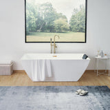 Vanity Art Montpellier 59 in. L x 30 in. W Acrylic Flatbottom Freestanding Bathtub in White/Titanium Gold