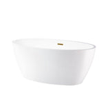 Vanity Art Amiens 69 in. x 40 in. Acrylic Flatbottom Freestanding Soaking Bathtub with Center Drain in White/Titanium Gold