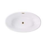 Vanity Art Amiens 69 in. x 40 in. Acrylic Flatbottom Freestanding Soaking Bathtub with Center Drain in White/Titanium Gold