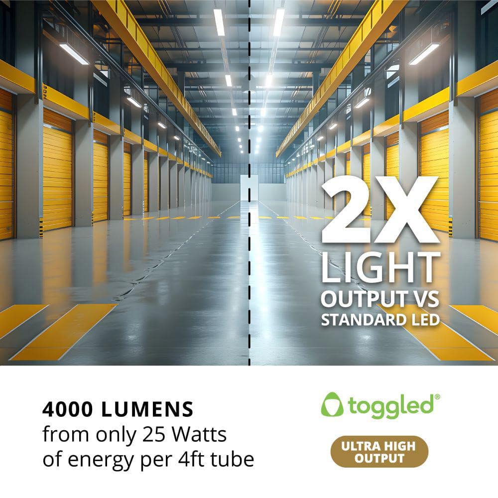 toggled 4 ft. 6-Light T8/T12 LED White High Bay High Output 6500K (LED Tubes Included)