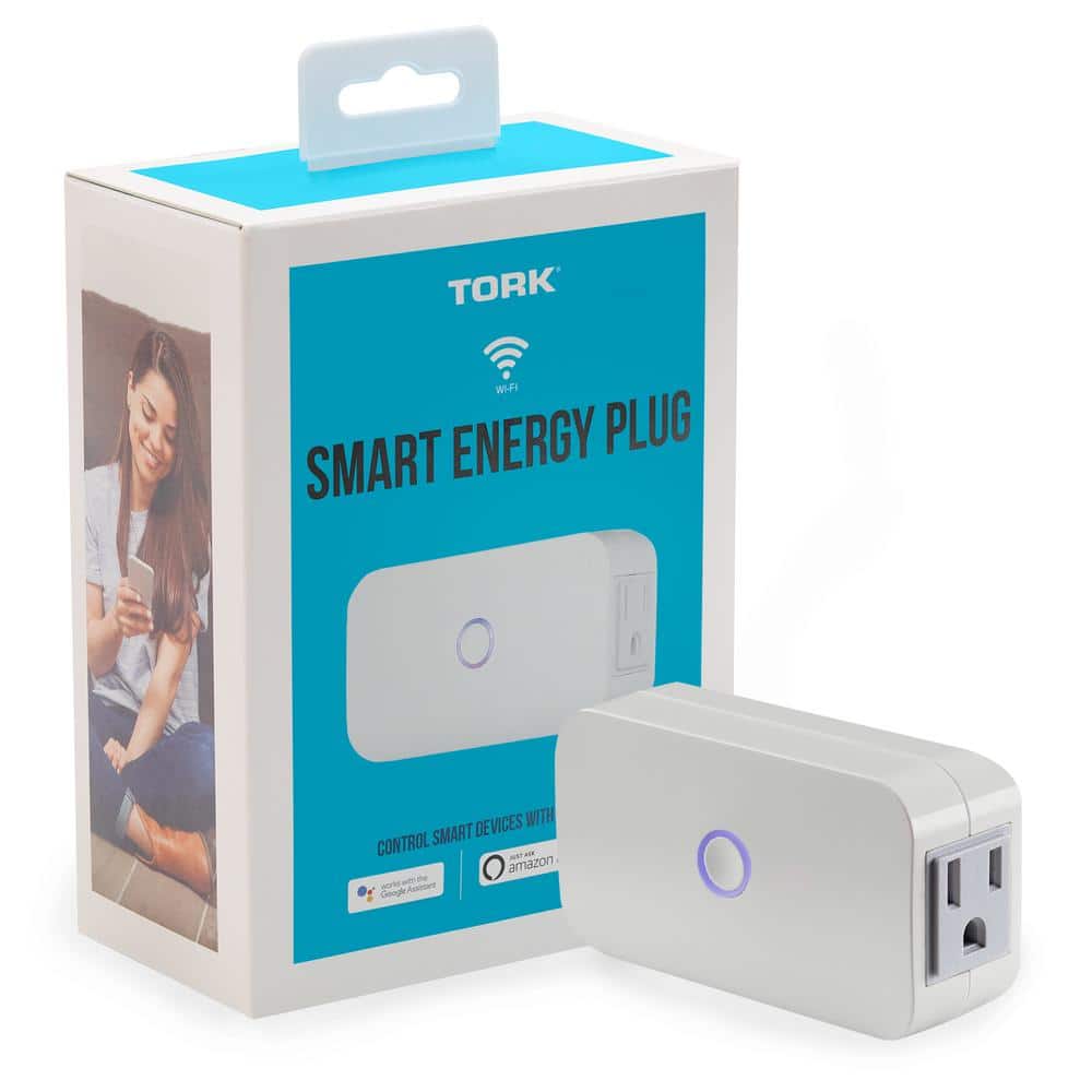 TORK Smart Energy Wi-Fi Indoor Energy Recording 3-Prong 2-Outlet Plug, Alexa/Google Asst, Remote, Multi-Control and Schedule