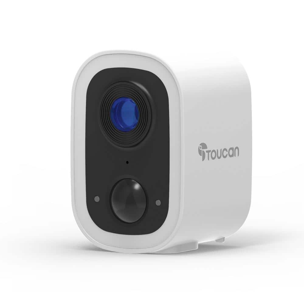 Toucan S4 Wireless Outdoor Smart Battery Operated Security Camera Wi-Fi Night Vision 2-Way Talk Live View, White