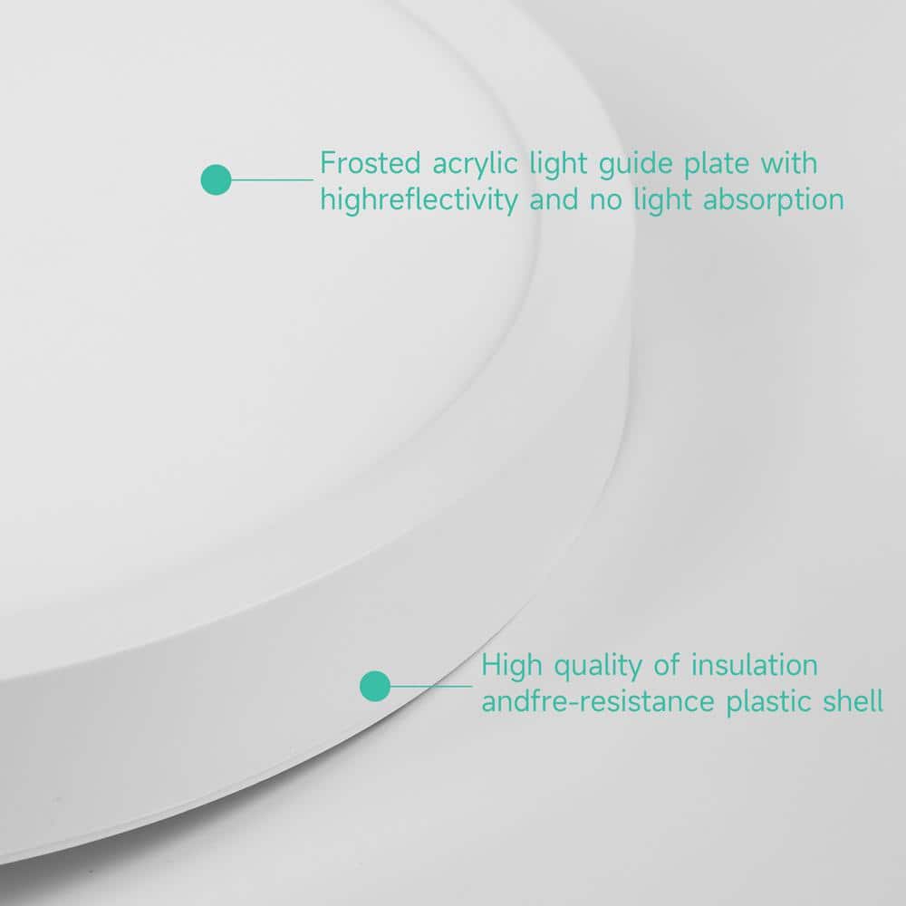 TOZING 9 in. Modern White Integrated LED 1600 Lumens 3000K Round Flat Panel Ceiling Flush Mount For Bathroom, Hallway, Kitchen