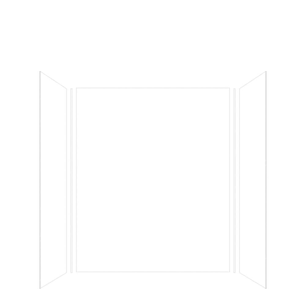 Transolid Expressions 32 in. x 60 in. x 72 in. 3-Piece Easy Up Adhesive Alcove Shower Wall Surround in White