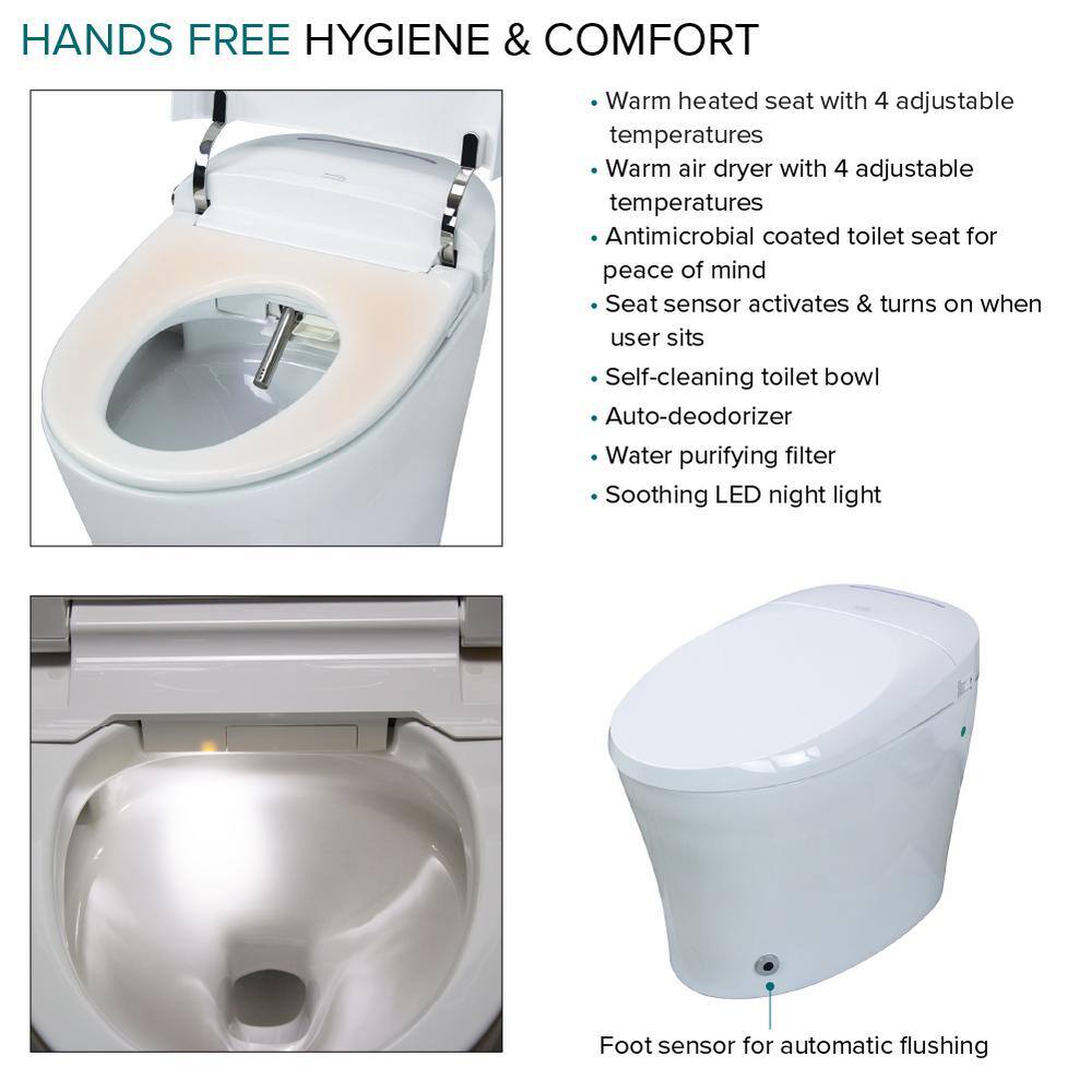 Transolid Rosemary 1-Piece Dual Flush Elongated Smart Toilet Bidet