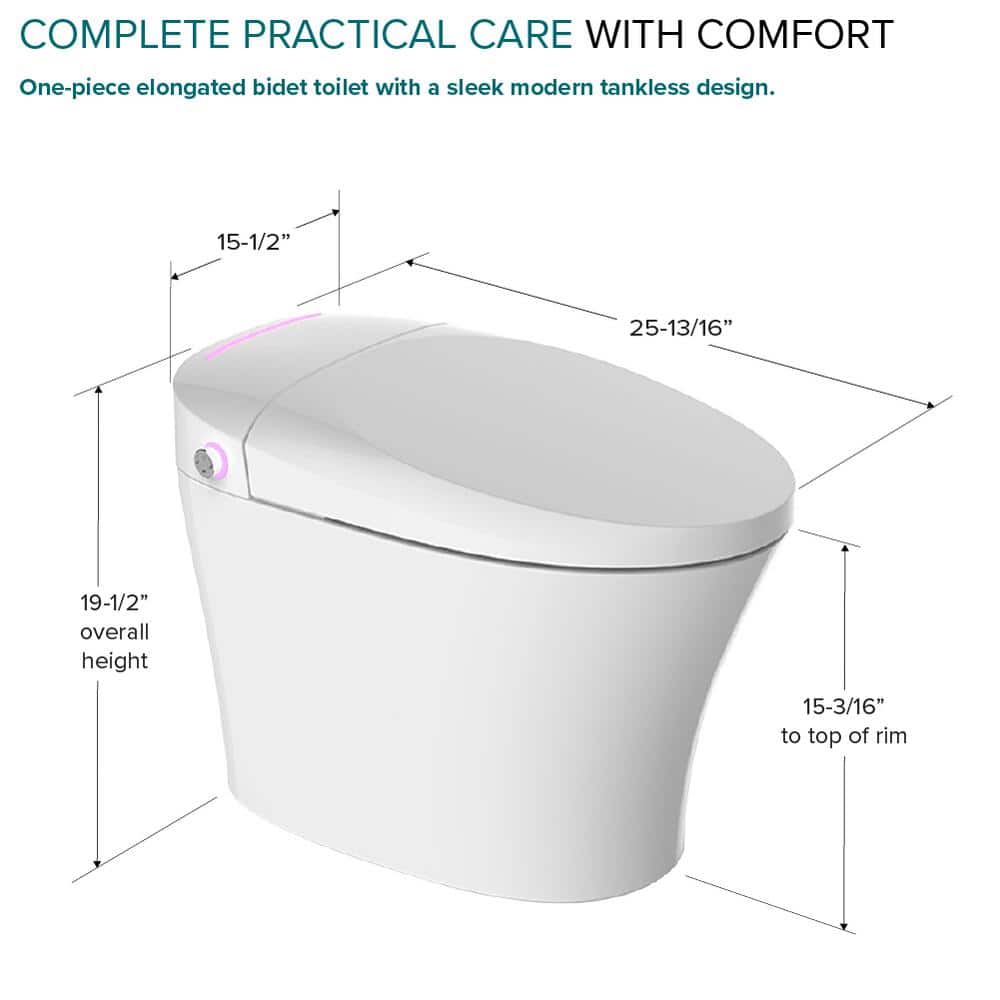 Transolid Rosemary 1-Piece Dual Flush Elongated Smart Toilet Bidet