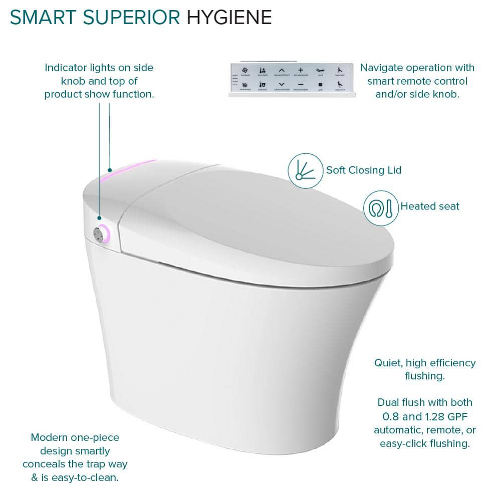 Transolid Rosemary 1-Piece Dual Flush Elongated Smart Toilet Bidet