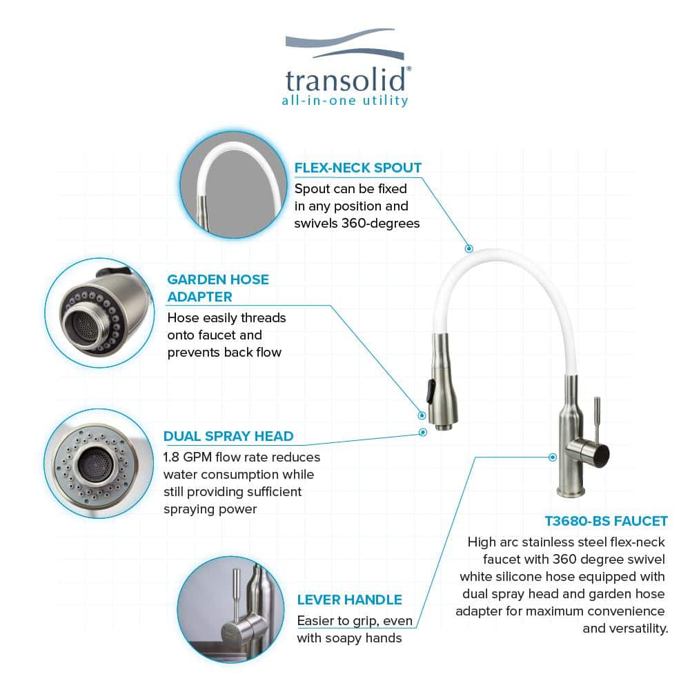 Transolid Stainless Steel Laundry Utility Sink & Cabinet Combo - TCB-2420-WC