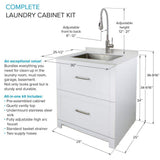 Transolid All-in-One 29" x 25.5" Stainless Steel Quartz Undermount Laundry Sink Cabinet with Faucet