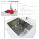 Transolid All-in-One 29" x 25.5" Stainless Steel Quartz Undermount Laundry Sink Cabinet with Faucet