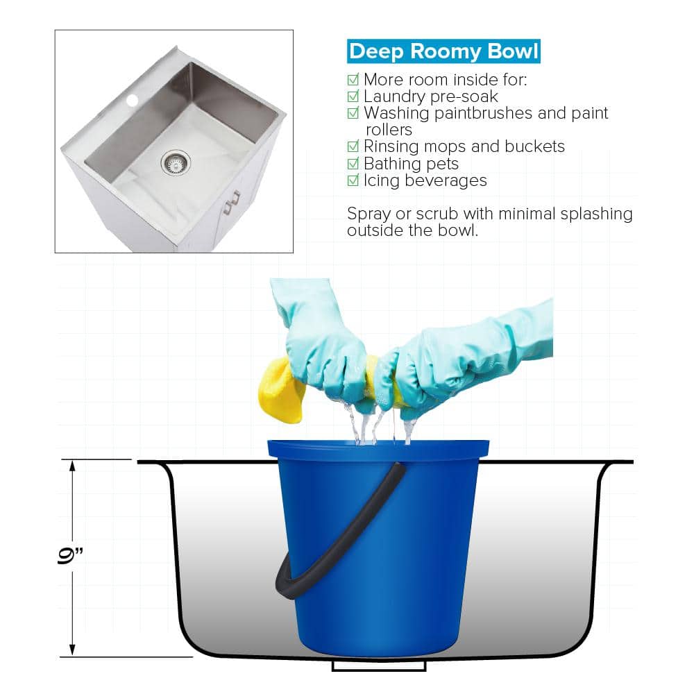 Transolid All-in-One 23.6 in. x 19.7 in. x 34.6 in. Particle Board Utility Sink and Cabinet with Faucet and Accessory Kit