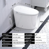Unbranded ADA Compliant Smart Bidet Toilet - Dual Flush, Remote Control, White