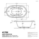 Universal Tubs Ruby Diamond Series 5.9 ft. Center Drain Rectangular Drop-in Whirlpool and Air Bath Tub in White
