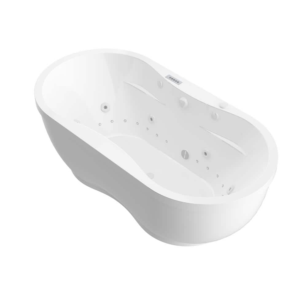Agate Diamond Series 6 ft. Acrylic Center Drain Flatbottom Whirlpool Freestanding Bathtub in White