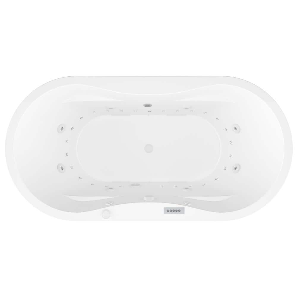 Agate Diamond Series 6 ft. Acrylic Center Drain Flatbottom Whirlpool Freestanding Bathtub in White
