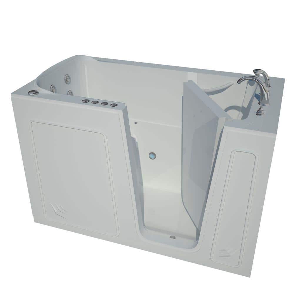 Universal Tubs Nova Heated 5 ft. Walk-In Air and Whirlpool Jetted Tub in White with Chrome Trim, Right Drain