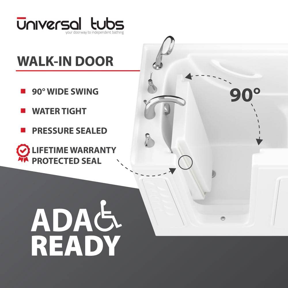 Universal Tubs HD Series 26 in. x 46 in. Left Drain Quick Fill Walk-In Soaking Bathtub in White