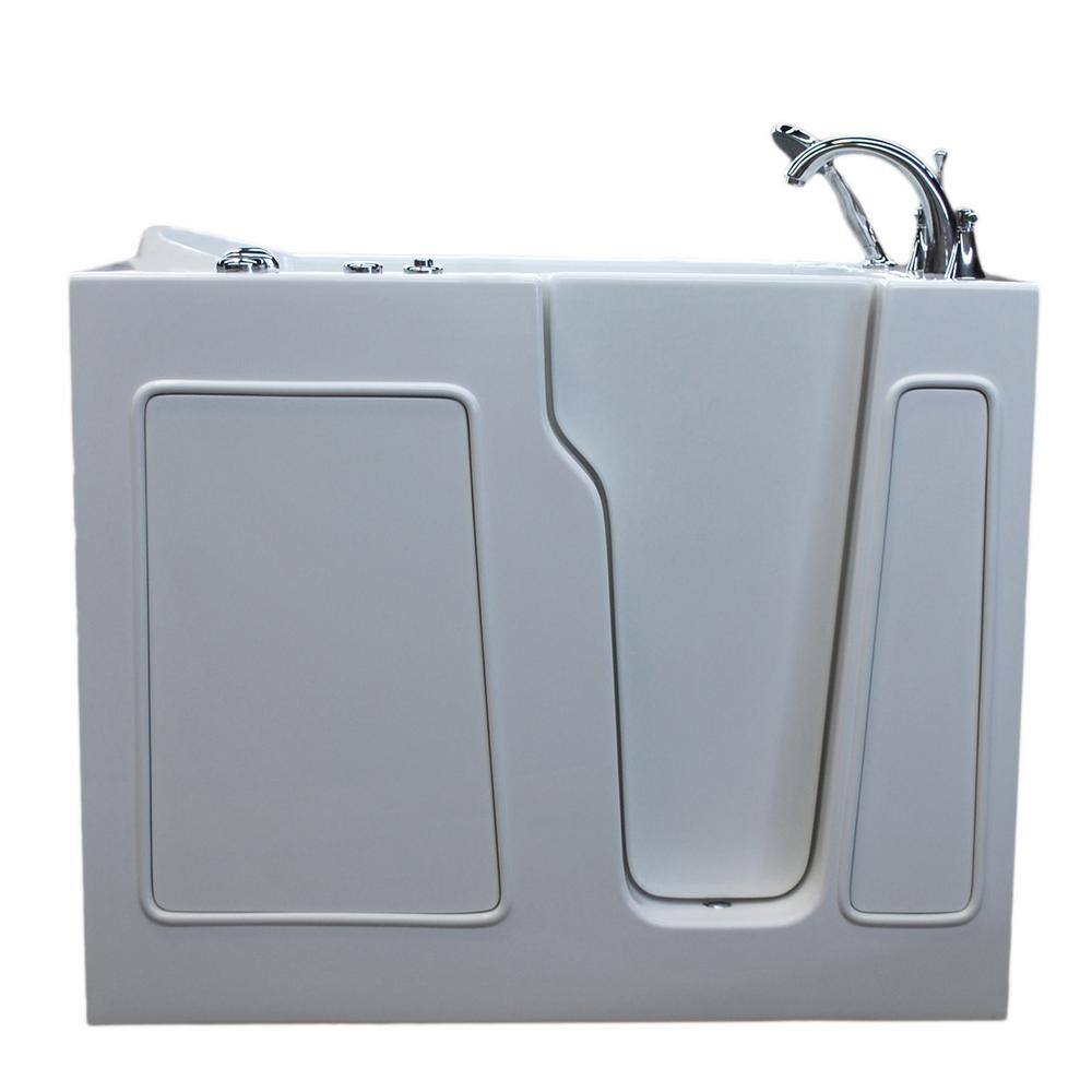 Universal Tubs 45.75 in. Walk-In Whirlpool Bathtub, Right-Drain, in White with 1.6 GPF Single-Flush Toilet