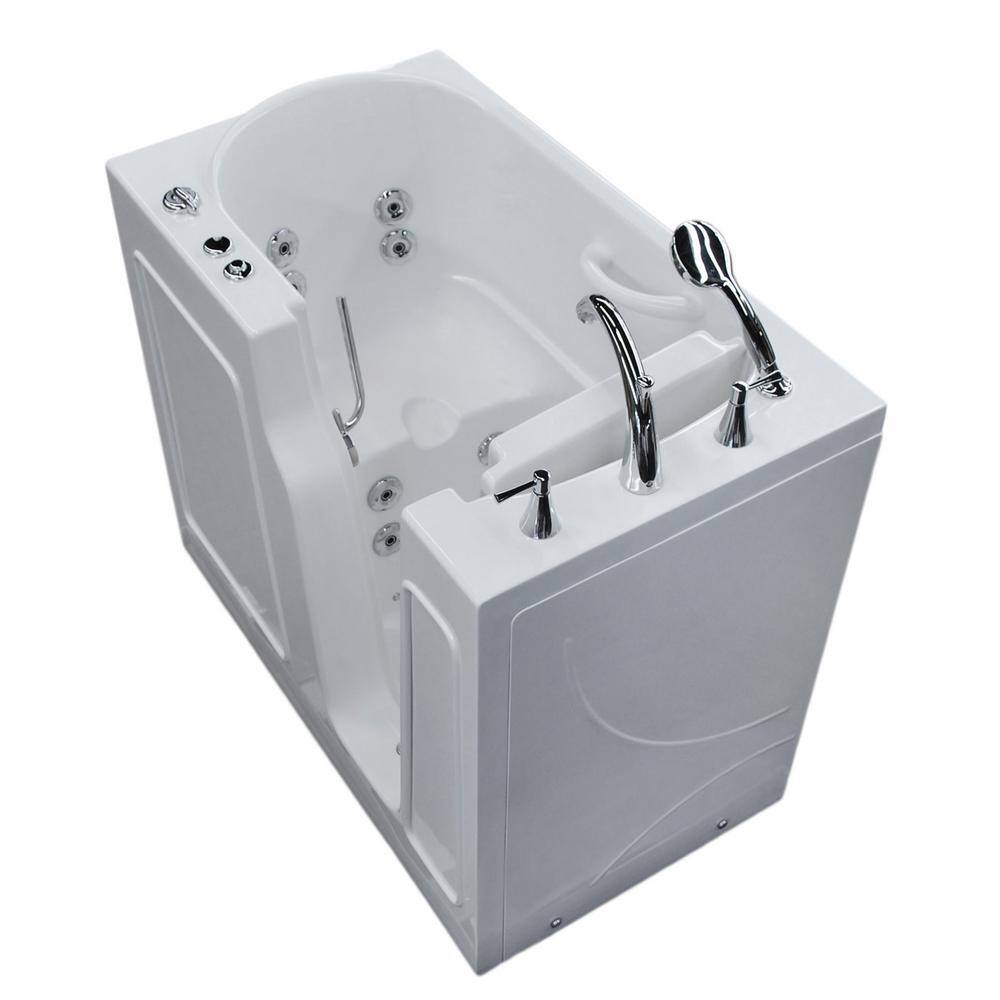 Universal Tubs 45.75 in. Walk-In Whirlpool Bathtub, Right-Drain, in White with 1.6 GPF Single-Flush Toilet