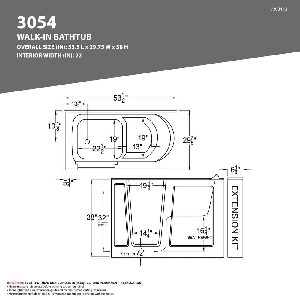 Universal Tubs HD Series 30 in. x 54 in. Right Drain Quick Fill Walk-In Soaking Bathtub in White