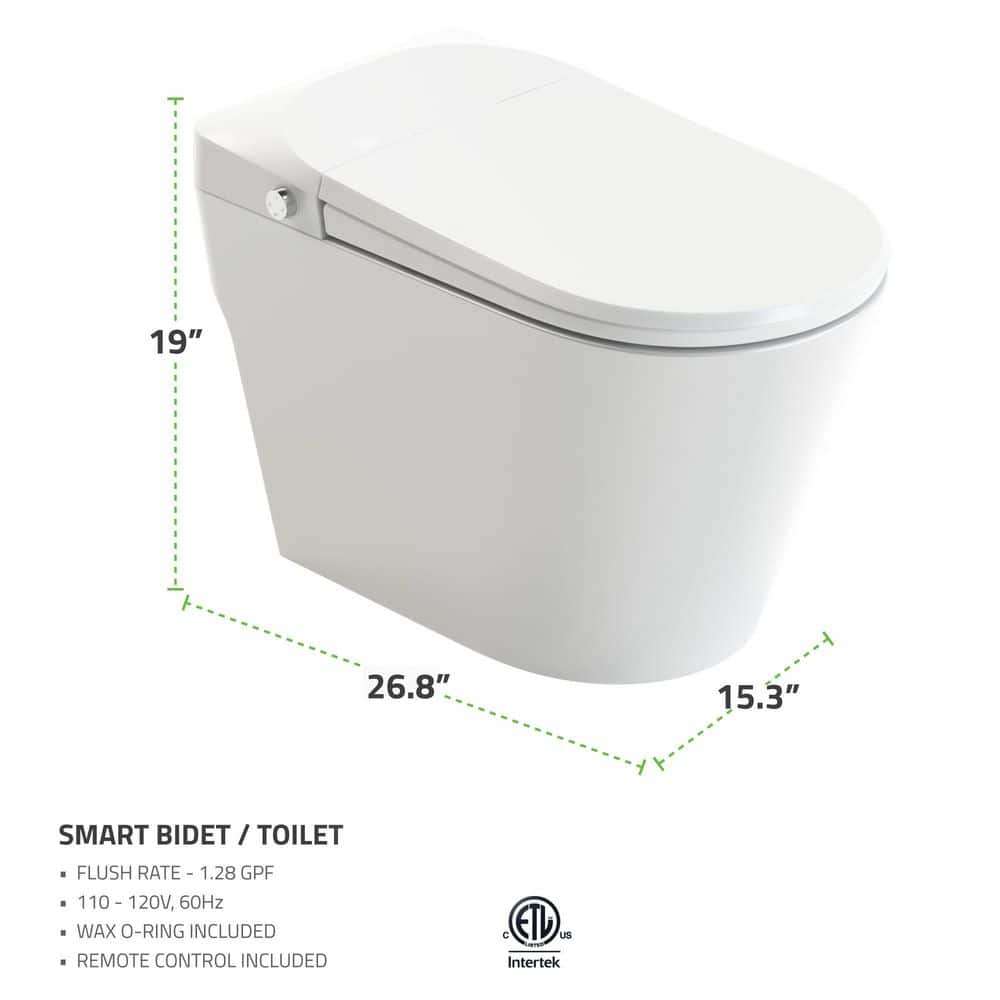 Universal Tubs HD Series 60 in. Left-Drain Walk-In Whirlpool Bathtub in White with 1.28 GPF Smart Toilet Combo
