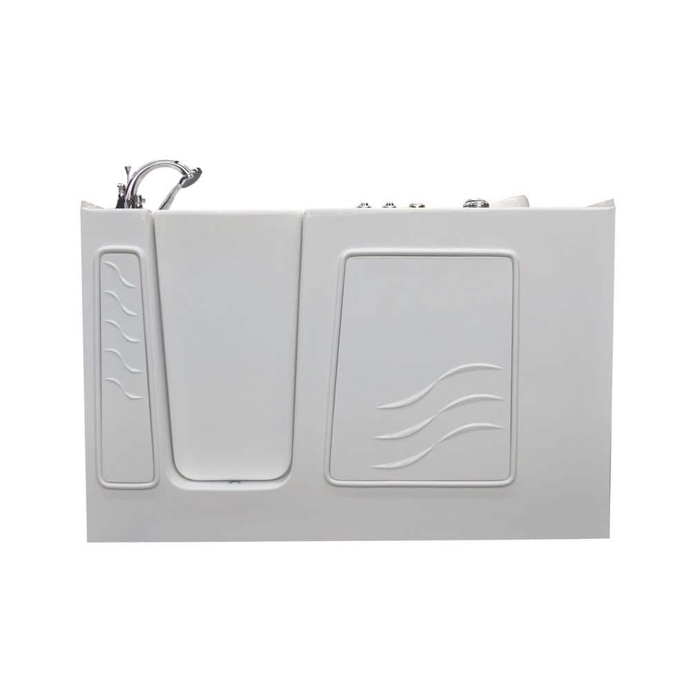 Universal Tubs HD Series 60 in. Left-Drain Walk-In Whirlpool Bathtub in White with 1.28 GPF Smart Toilet Combo