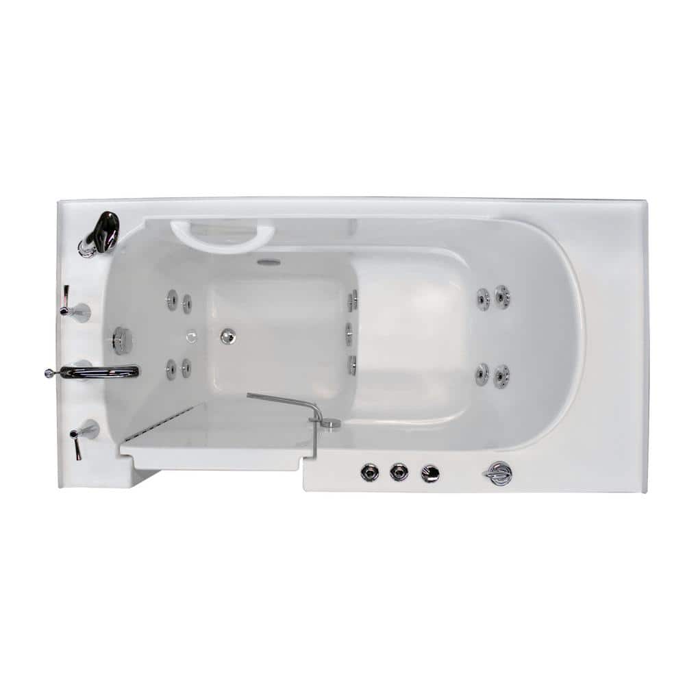 Universal Tubs HD Series 60 in. Left-Drain Walk-In Whirlpool Bathtub in White with 1.28 GPF Smart Toilet Combo
