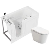 Universal Tubs HD Series 60 in. Left-Drain Walk-In Whirlpool Bathtub in White with 1.28 GPF Smart Toilet Combo