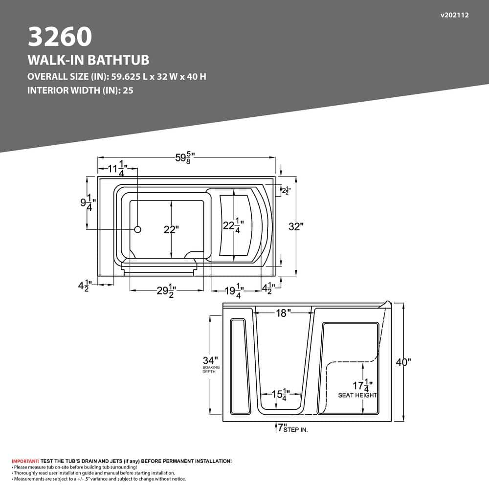Universal Tubs HD Series 32 in. x 60 in. Right-Drain Quick-Fill Walk-In Air Tub in White