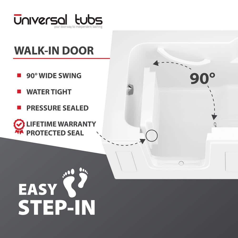 Universal Tubs HD Series 30 in. x 60 in. Left Drain Step-In Walk-In Air Tub in White