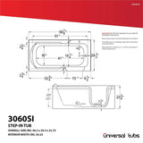 Universal Tubs HD Series 30 in. x 60 in. Left Drain Step-In Walk-In Air Tub in White