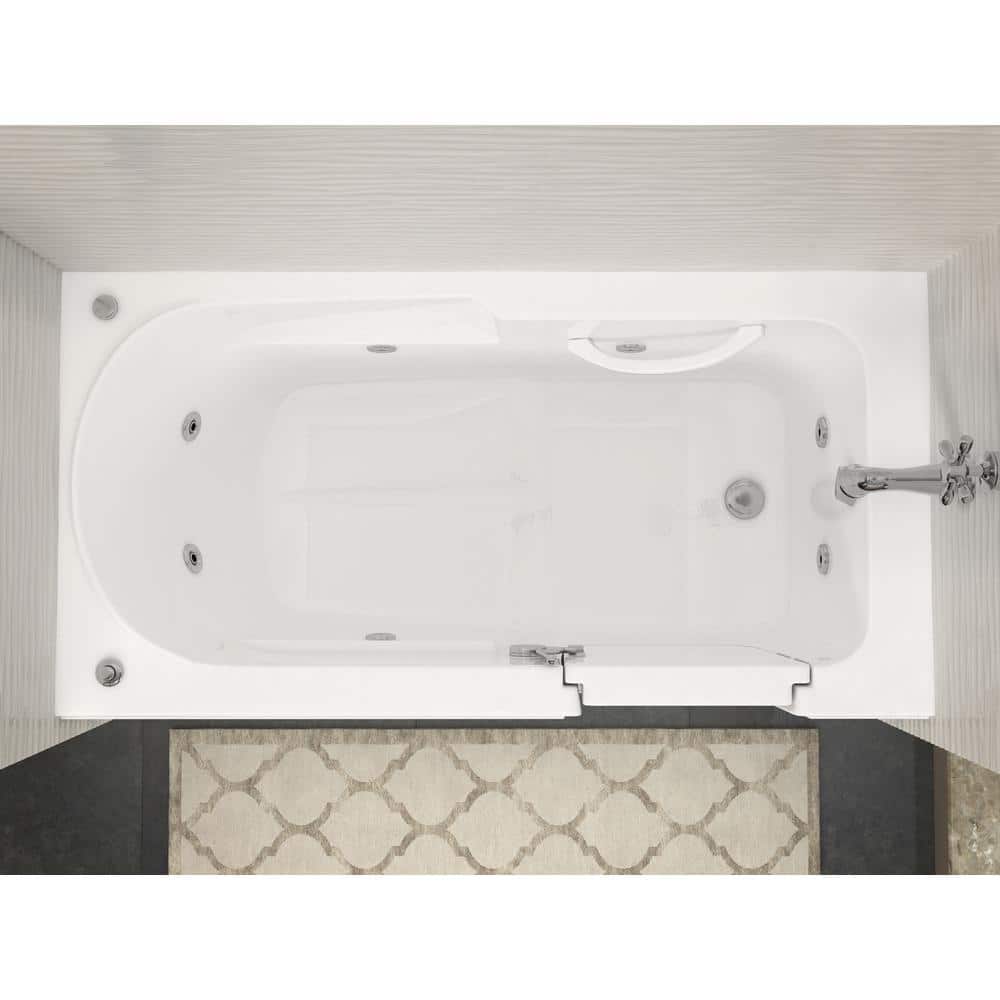 Universal Tubs Nova Heated Step-In 5 ft. Walk-In Whirlpool Bathtub in White with Chrome Trim