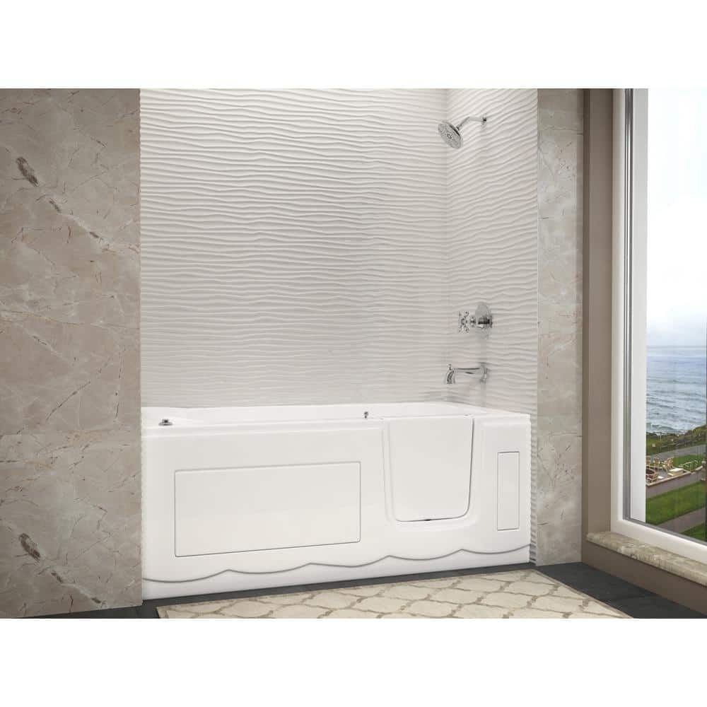 Universal Tubs Nova Heated Step-In 5 ft. Walk-In Whirlpool Bathtub in White with Chrome Trim