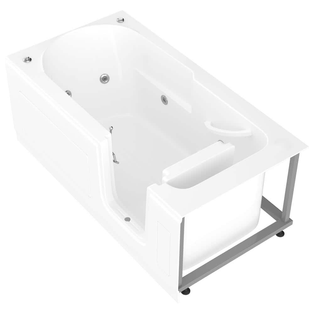 Universal Tubs Nova Heated 45.75 in. Walk-In Whirlpool Bathtub in White, Right Drain, Chrome Trim