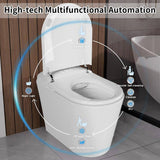 UPIKER Smart Single Flush Round Toilet with Heated Seat & Auto Functions, White