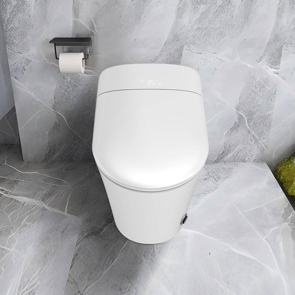 UPIKER Smart Single Flush Round Toilet with Heated Seat & Auto Functions, White