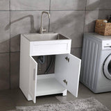 FORCLOVER 23.5 in. Bath Vanity with Stainless Steel Top – White