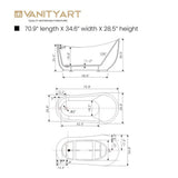 Vanity Art Belfort 71 in. Acrylic Flatbottom Freestanding Bathtub in White