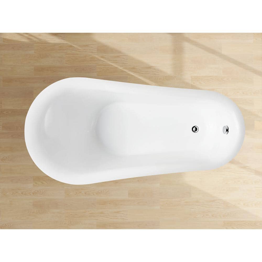 Vanity Art Belfort 71 in. Acrylic Flatbottom Freestanding Bathtub in White