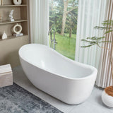 Vanity Art Belfort 71 in. Acrylic Flatbottom Freestanding Bathtub in White