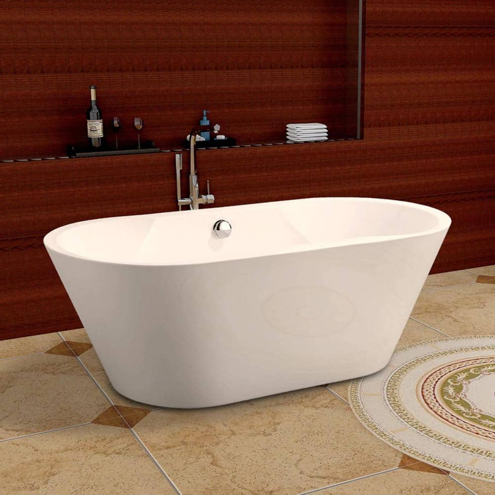 Vanity Art Beziers 67 in. Acrylic Flatbottom Freestanding Bathtub in White