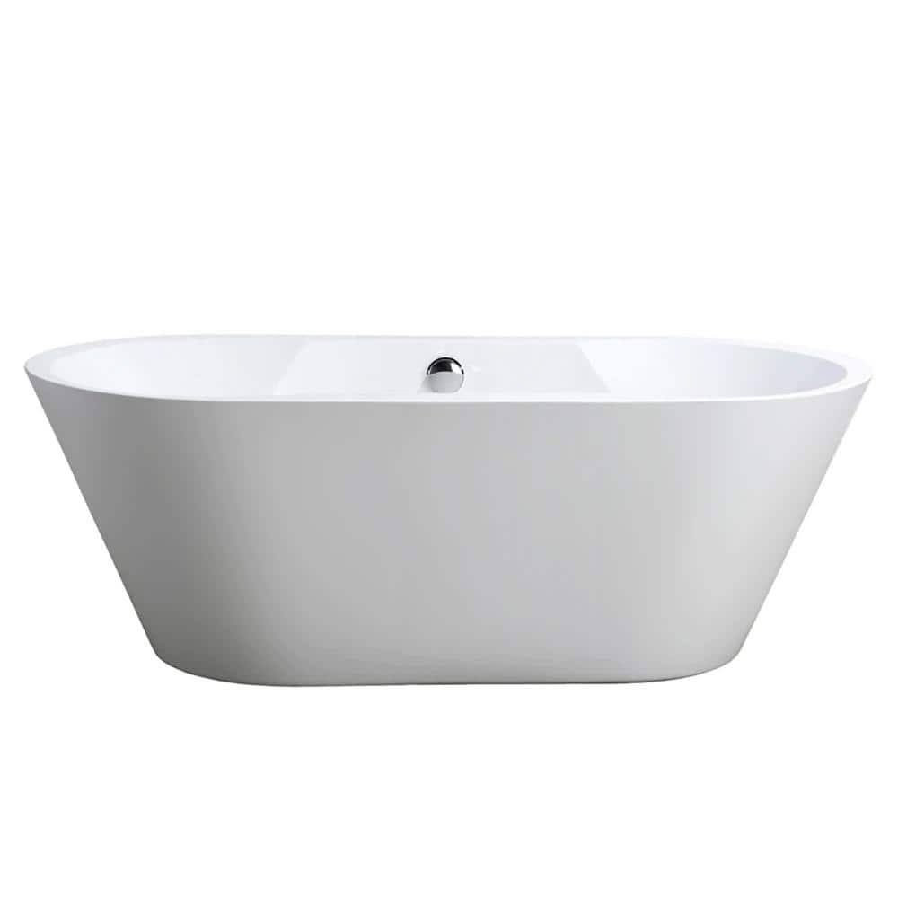 Vanity Art Beziers 67 in. Acrylic Flatbottom Freestanding Bathtub in White